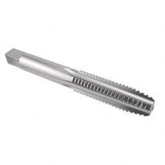 Interstate - 5/16-18 UNC 3B 4 Flute Bright Finish High Speed Steel Straight Flute Standard Hand Tap - Plug, Left Hand Thread, 2-23/32" OAL, H3 Limit, Oversize - Exact Tooling