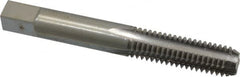 Interstate - 3/8-16 UNC 3B 4 Flute Bright Finish High Speed Steel Straight Flute Standard Hand Tap - Bottoming, Left Hand Thread, 2-15/16" OAL, 1-1/4" Thread Length, H3 Limit, Oversize - Exact Tooling