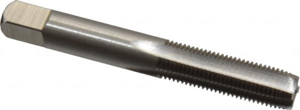 Interstate - 3/8-24 UNF 3B 4 Flute Bright Finish High Speed Steel Straight Flute Standard Hand Tap - Plug, Left Hand Thread, 2-15/16" OAL, H3 Limit, Oversize - Exact Tooling