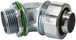Cooper Crouse-Hinds - 3/4" Trade, Malleable Iron Threaded Angled Liquidtight Conduit Connector - Noninsulated - Exact Tooling