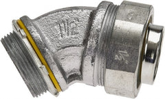 Cooper Crouse-Hinds - 1-1/2" Trade, Malleable Iron Threaded Angled Liquidtight Conduit Connector - Noninsulated - Exact Tooling