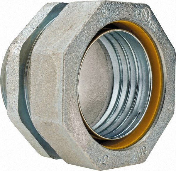 Cooper Crouse-Hinds - 3" Trade, Malleable Iron Threaded Straight Liquidtight Conduit Connector - Noninsulated - Exact Tooling