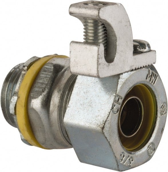 Cooper Crouse-Hinds - 3/8" Trade, Malleable Iron Threaded Straight Liquidtight Conduit Connector - Noninsulated - Exact Tooling