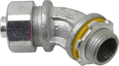 Cooper Crouse-Hinds - 3/8" Trade, Malleable Iron Threaded Angled Liquidtight Conduit Connector - Noninsulated - Exact Tooling