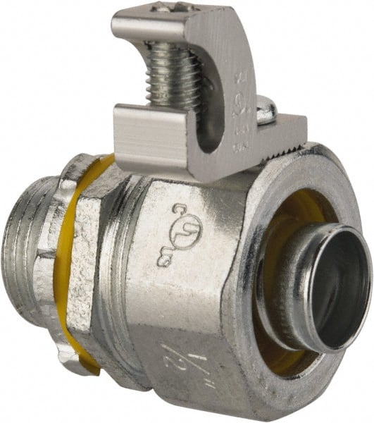 Cooper Crouse-Hinds - 1/2" Trade, Malleable Iron Threaded Straight Liquidtight Conduit Connector - Noninsulated - Exact Tooling
