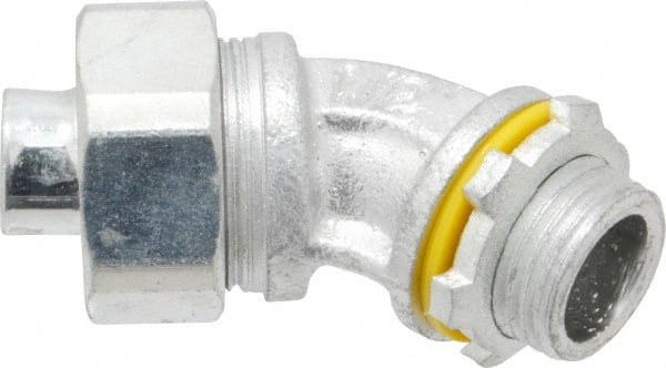 Cooper Crouse-Hinds - 1/2" Trade, Malleable Iron Threaded Angled Liquidtight Conduit Connector - Noninsulated - Exact Tooling