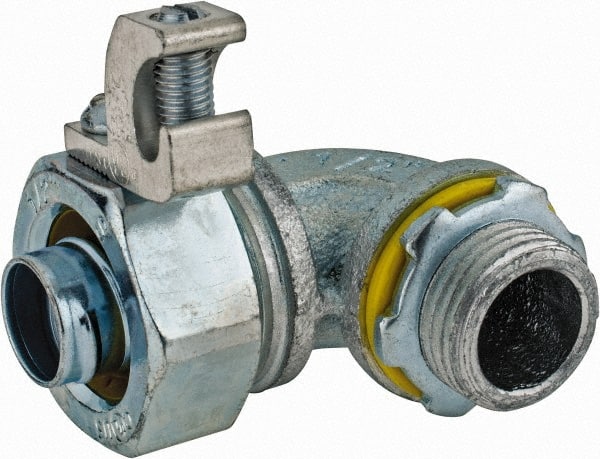 Cooper Crouse-Hinds - 1/2" Trade, Malleable Iron Threaded Angled Liquidtight Conduit Connector - Noninsulated - Exact Tooling