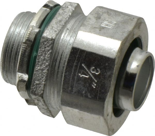 Cooper Crouse-Hinds - 3/4" Trade, Malleable Iron Threaded Straight Liquidtight Conduit Connector - Noninsulated - Exact Tooling