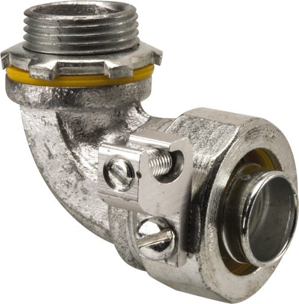 Cooper Crouse-Hinds - 3/4" Trade, Malleable Iron Threaded Angled Liquidtight Conduit Connector - Noninsulated - Exact Tooling
