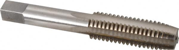 Interstate - 9/16-12 UNC 4 Flute Bright Finish High Speed Steel Straight Flute Standard Hand Tap - Plug, Left Hand Thread, 3-19/32" OAL, 1-21/32" Thread Length, H3 Limit, Oversize - Exact Tooling
