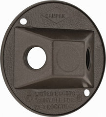 Cooper Crouse-Hinds - 2 Outlet, 1/2" Hole Diam, Powder Coat Finish, Round Noncorrosive Weatherproof Box Cover - 4-1/2" Wide x 9/16" High, Wet Locations, Aluminum, UL Listed - Exact Tooling