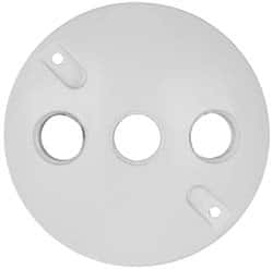 Cooper Crouse-Hinds - 3 Outlet, 1/2" Hole Diam, Powder Coat Finish, Round Noncorrosive Weatherproof Box Cover - 4-1/2" Wide x 9/16" High, Wet Locations, Aluminum, UL Listed - Exact Tooling