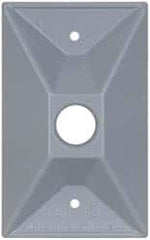 Cooper Crouse-Hinds - 1 Outlet, 1/2" Hole Diam, Powder Coat Finish, Rectangle Noncorrosive Weatherproof Box Cover - 4-1/2" Long x 2-3/4" Wide x 7/8" High, Wet Locations, Aluminum, UL Listed - Exact Tooling