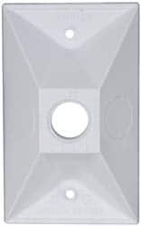 Cooper Crouse-Hinds - 1 Outlet, 1/2" Hole Diam, Powder Coat Finish, Rectangle Noncorrosive Weatherproof Box Cover - 4-1/2" Long x 2-3/4" Wide x 7/8" High, Wet Locations, Aluminum, UL Listed - Exact Tooling