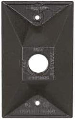 Cooper Crouse-Hinds - 1 Outlet, 1/2" Hole Diam, Powder Coat Finish, Rectangle Noncorrosive Weatherproof Box Cover - 4-1/2" Long x 2-3/4" Wide x 7/8" High, Wet Locations, Aluminum, UL Listed - Exact Tooling