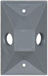 Cooper Crouse-Hinds - 2 Outlet, 1/2" Hole Diam, Powder Coat Finish, Rectangle Noncorrosive Weatherproof Box Cover - 4-5/8" Long x 2-7/8" Wide x 1-1/16" High, Wet Locations, Aluminum, UL Listed - Exact Tooling