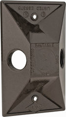 Cooper Crouse-Hinds - 2 Outlet, 1/2" Hole Diam, Powder Coat Finish, Rectangle Noncorrosive Weatherproof Box Cover - 4-5/8" Long x 2-7/8" Wide x 1-1/16" High, Wet Locations, Aluminum, UL Listed - Exact Tooling