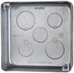 Cooper Crouse-Hinds - 1 Gang, (15) 1/2 & 3/4" Knockouts, Steel Square Outlet Box - 4" Overall Height x 4" Overall Width x 1-1/2" Overall Depth - Exact Tooling