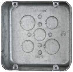 Cooper Crouse-Hinds - 1 Gang, (13) 1, 1/2 & 3/4" Knockouts, Steel Square Outlet Box - 4-11/16" Overall Height x 4-11/16" Overall Width x 2-1/8" Overall Depth - Exact Tooling