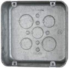 Cooper Crouse-Hinds - 1 Gang, (13) 1, 1/2 & 3/4" Knockouts, Steel Square Outlet Box - 4-11/16" Overall Height x 4-11/16" Overall Width x 2-1/8" Overall Depth - Exact Tooling