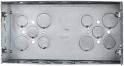 Cooper Crouse-Hinds - 3 Gang, (24) 1, 1/2 & 3/4" Knockouts, Steel Rectangle Outlet Box - 4-1/2" Overall Height x 8-5/8" Overall Width x 2-1/2" Overall Depth - Exact Tooling