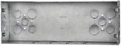 Cooper Crouse-Hinds - 5 Gang, (24) 1, 1/2 & 3/4" Knockouts, Steel Rectangle Outlet Box - 4-1/2" Overall Height x 12-1/4" Overall Width x 2-1/2" Overall Depth - Exact Tooling