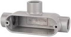 Cooper Crouse-Hinds - Form 5, T Body, 1/2" Trade, IMC, Rigid Aluminum Conduit Body - Oval/Rectangle, 4.82" OAL, 4.35 cc Capacity, Silver - Exact Tooling