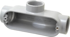 Cooper Crouse-Hinds - Form 5, T Body, 1-1/2" Trade, IMC, Rigid Aluminum Conduit Body - Oval/Rectangle, 8.45" OAL, 33.1 cc Capacity, Silver - Exact Tooling