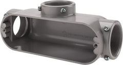Cooper Crouse-Hinds - Form 5, T Body, 2" Trade, EMT, IMC, Rigid Aluminum Conduit Body - Rectangle, 10.71" OAL, 67 cc Capacity, Gray - Exact Tooling
