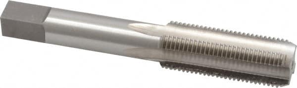 Interstate - 5/8-18 UNF 3B 4 Flute Bright Finish High Speed Steel Straight Flute Standard Hand Tap - Bottoming, Left Hand Thread, 3-13/16" OAL, 1-13/16" Thread Length, H3 Limit, Oversize - Exact Tooling