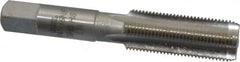 Interstate - 3/4-16 UNF 3B 4 Flute Bright Finish High Speed Steel Straight Flute Standard Hand Tap - Bottoming, Left Hand Thread, 4-1/4" OAL, 2" Thread Length, H3 Limit, Oversize - Exact Tooling