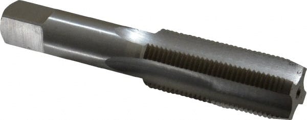 Interstate - 7/8-14 UNF 3B 4 Flute Bright Finish High Speed Steel Straight Flute Standard Hand Tap - Plug, Left Hand Thread, 4-11/16" OAL, H4 Limit, Oversize - Exact Tooling