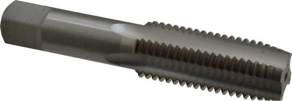 Interstate - 1-8 UNC 3B 4 Flute Bright Finish High Speed Steel Straight Flute Standard Hand Tap - Plug, Left Hand Thread, 5-1/8" OAL, H4 Limit, Oversize - Exact Tooling