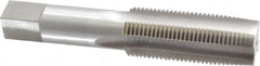 Interstate - 1-12 UNF 3B 4 Flute Bright Finish High Speed Steel Straight Flute Standard Hand Tap - Taper, Left Hand Thread, 5-1/8" OAL, 2-1/2" Thread Length, H4 Limit, Oversize - Exact Tooling