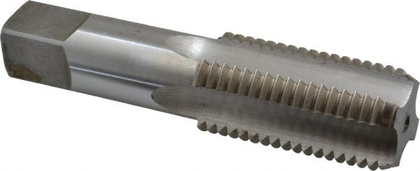 Interstate - 1-1/2 - 6 UNC 3B 4 Flute Bright Finish High Speed Steel Straight Flute Standard Hand Tap - Bottoming, Left Hand Thread, 6-3/8" OAL, 3" Thread Length, H4 Limit, Oversize - Exact Tooling