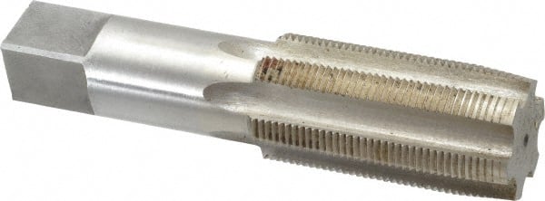 Interstate - 1-1/2 - 12 UNF 3B 6 Flute Bright Finish High Speed Steel Straight Flute Standard Hand Tap - Taper, Left Hand Thread, 6-3/8" OAL, 3" Thread Length, H4 Limit, Oversize - Exact Tooling