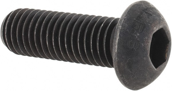 Value Collection - M12x1.75 Metric Coarse Hex Socket Drive, Button Screw - Grade 12.9 Alloy Steel, Black Oxide Finish, Fully Threaded, 35mm Length Under Head - Exact Tooling
