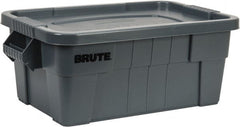 Rubbermaid - 14 Gal, 400 Lb Load Capacity Gray Polyethylene Tote Container - Nesting, 27.9" Long x 16-1/2" Wide x 10.7" High, Lid Included - Exact Tooling