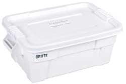 Rubbermaid - 14 Gal, 400 Lb Load Capacity White Polypropylene Tote Container - Nesting, 27.9" Long x 16-1/2" Wide x 10.7" High, Lid Included - Exact Tooling