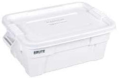 Rubbermaid - 14 Gal, 400 Lb Load Capacity White Polypropylene Tote Container - Nesting, 27.9" Long x 16-1/2" Wide x 10.7" High, Lid Included - Exact Tooling