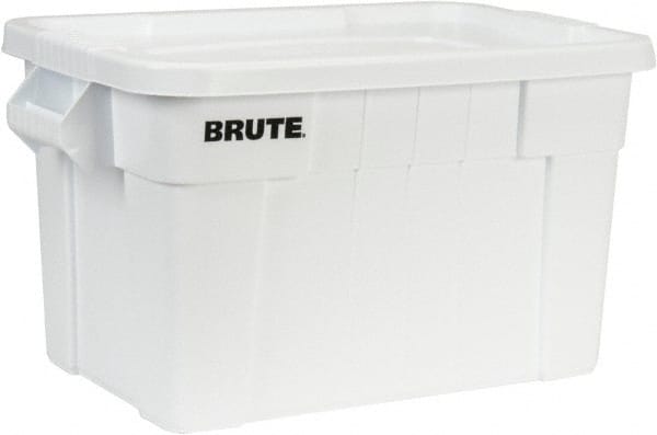 Rubbermaid - 20 Gal, 400 Lb Load Capacity White Polyethylene Tote Container - Nesting, 27.9" Long x 17.4" Wide x 15.1" High, Lid Included - Exact Tooling
