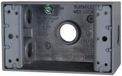 Cooper Crouse-Hinds - 1 Gang, (4) 1/2" Knockouts, Aluminum Rectangle Outlet Box - 4-9/16" Overall Height x 2-7/8" Overall Width x 2" Overall Depth, Weather Resistant - Exact Tooling