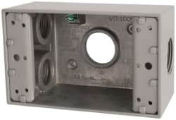 Cooper Crouse-Hinds - 1 Gang, (4) 3/4" Knockouts, Aluminum Rectangle Outlet Box - 4-9/16" Overall Height x 2-7/8" Overall Width x 2" Overall Depth, Weather Resistant - Exact Tooling