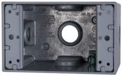 Cooper Crouse-Hinds - 1 Gang, (3) 1/2" Knockouts, Aluminum Rectangle Outlet Box - 4-1/4" Overall Height x 2-7/8" Overall Width x 2-21/32" Overall Depth, Weather Resistant - Exact Tooling