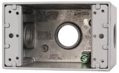 Cooper Crouse-Hinds - 1 Gang, (3) 3/4" Knockouts, Aluminum Rectangle Outlet Box - 4-1/4" Overall Height x 2-7/8" Overall Width x 2-21/32" Overall Depth, Weather Resistant - Exact Tooling