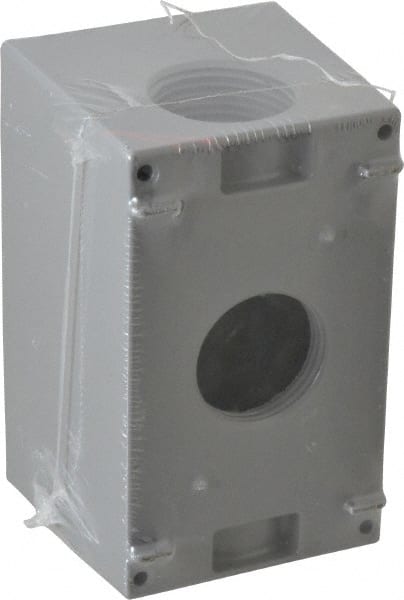 Cooper Crouse-Hinds - 1 Gang, (3) 1" Knockouts, Aluminum Rectangle Outlet Box - 4-1/4" Overall Height x 2-7/8" Overall Width x 2-21/32" Overall Depth, Weather Resistant - Exact Tooling