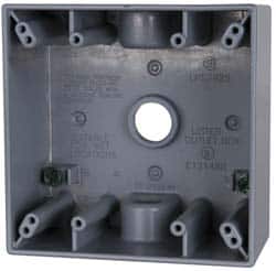 Cooper Crouse-Hinds - 2 Gang, (3) 1/2" Knockouts, Aluminum Rectangle Outlet Box - 4-9/16" Overall Height x 4-5/8" Overall Width x 2-1/16" Overall Depth, Weather Resistant - Exact Tooling