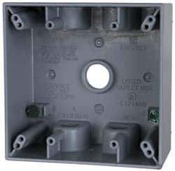 Cooper Crouse-Hinds - 2 Gang, (5) 1/2" Knockouts, Aluminum Rectangle Outlet Box - 4-9/16" Overall Height x 4-5/8" Overall Width x 2-1/16" Overall Depth, Weather Resistant - Exact Tooling