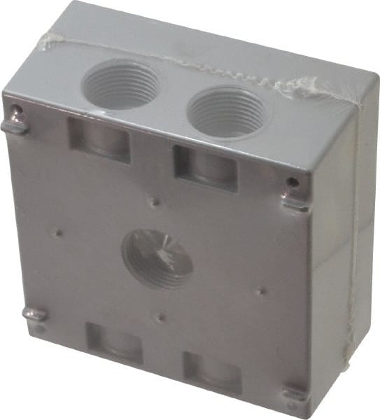Cooper Crouse-Hinds - 2 Gang, (5) 3/4" Knockouts, Aluminum Rectangle Outlet Box - 4-9/16" Overall Height x 4-5/8" Overall Width x 2-1/16" Overall Depth, Weather Resistant - Exact Tooling