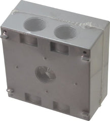 Cooper Crouse-Hinds - 2 Gang, (5) 3/4" Knockouts, Aluminum Rectangle Outlet Box - 4-9/16" Overall Height x 4-5/8" Overall Width x 2-1/16" Overall Depth, Weather Resistant - Exact Tooling